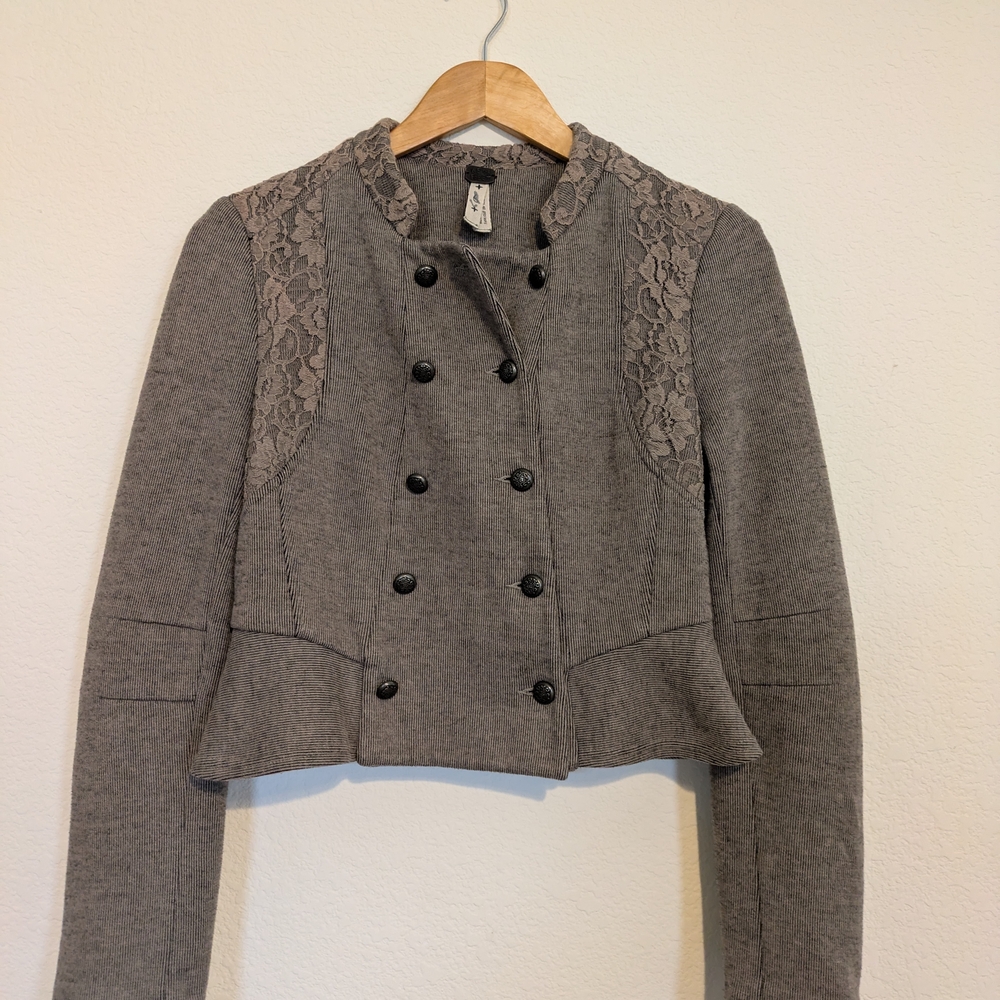 We The Free - Free People Military Inspired Jacket w/Peplum & Lace SEE NOTE Sz 6